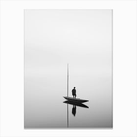 fishing boat black and white Canvas Print