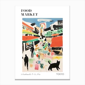 The Food Market In Tokyo 3 Illustration Poster Canvas Print