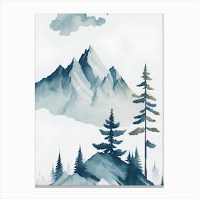 Mountain And Forest In Minimalist Watercolor Vertical Composition 144 Canvas Print