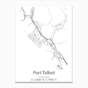 Port Talbot,United Kingdom Minimalist Map Leinwandbild