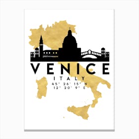 Venice Italy Silhouette City Skyline Map Canvas Print