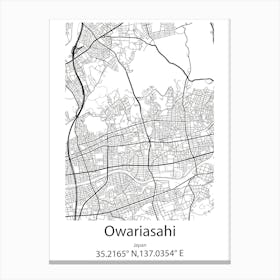 Owariasahi,Japan Minimalist Map Stampe su tela