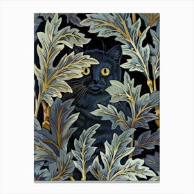 Black Cat Print William Morris Wall Art Poster Black Cat Floral Canvas Print