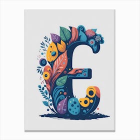 Colorful Letter E Illustration 64 Canvas Print