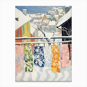 The Windowsill Of Lillehammer   Norway Snow Inspired By Matisse 1 Canvas Print