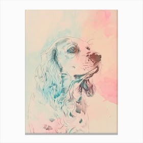 Pastel Clumber Spaniel Dog Pastel Line Illustration  4 Canvas Print