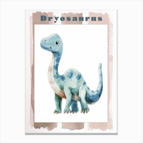 Blue Pastel Dryosaurus Dinosaur 1 Poster Canvas Print