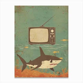 Shark & A Tv Muted Pastels 2 Canvas Print