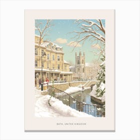 Vintage Winter Poster Bath United Kingdom 2 Canvas Print