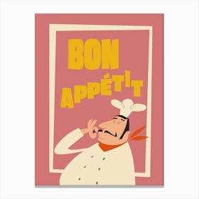 Bon Appetit Chef Print Canvas Print