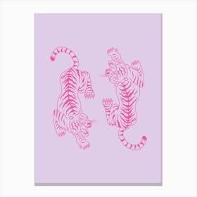 Lilac And Pink Tigers Canvas Print