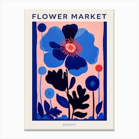 Blue Flower Market Poster Poppy 2 Canvas Print