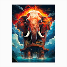 Elephant In The Water Canvas Print