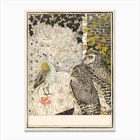 Showing Peacock And Two Owls (1895), Theo Van Hoytema Canvas Print