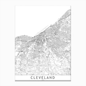 Cleveland White Map Canvas Print