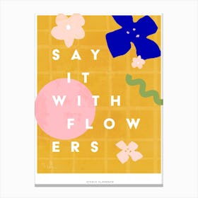 Mustard Say It With Flowers Type Canvas Print