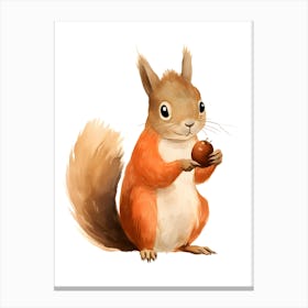 Squirrel With Nut Painting Canvas Print