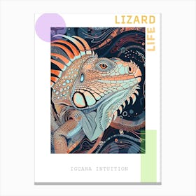 Blue Iguana Modern Illustration 5 Poster Canvas Print