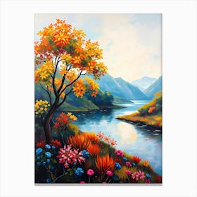 Autumn Tree By The Lake Canvas Print