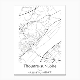 Thouare Sur Loire,France Minimalist Map Leinwandbild