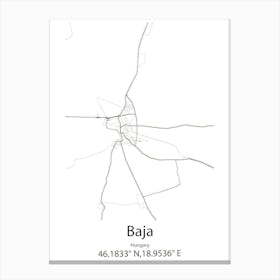 Baja,Hungary Minimalist Map Canvas Print