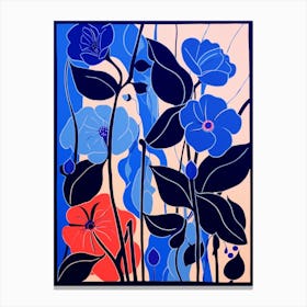 Blue Flower Illustration Morning Glory 4 Canvas Print