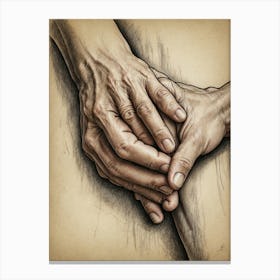 Two Hands Holding Each Other 1 Canvas Print