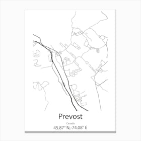 Prevost,Canada Minimalist Map Canvas Print