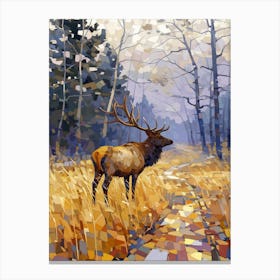 Elk on a Path Through the Forest Canvas Print