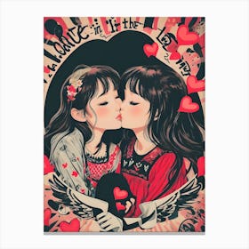 Kissing Girls Canvas Print