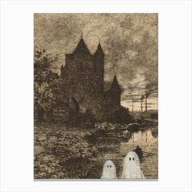 Haunted House With Ghosts Canvas Print