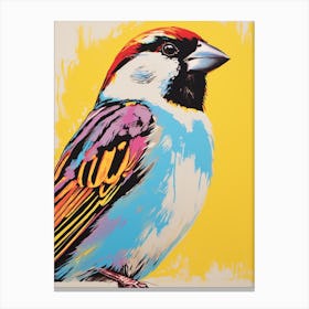 Andy Warhol Style Bird House Sparrow 2 Canvas Print