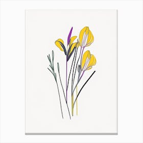 Freesia Floral Minimal Line Drawing 1 Flower Canvas Print