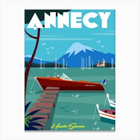 Lac D Annecy Poster Blue Canvas Print