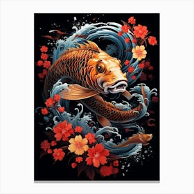 Koi Fish Japanese Style Illustration 6 Canvas Print