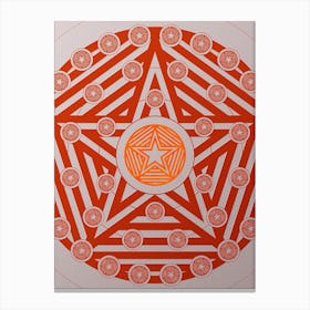 Geometric Abstract Glyph Circle Array in Tomato Red n.0098 Canvas Print