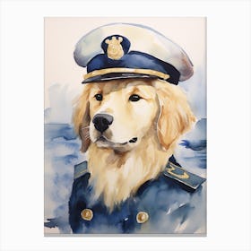 Golden Retriever In A Navy Uniform Canvas Print
