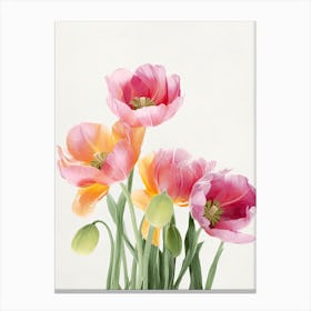 Bunch Of Tulips Flowers Acrylic Painting In Pastel Colours 6 Canvas Print