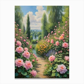 Roses In The Garden Canvas Print