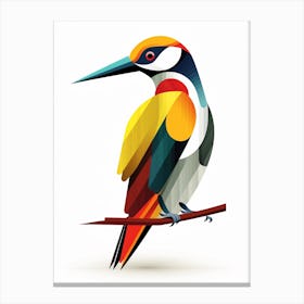 Colourful Geometric Bird Woodpecker 2 Canvas Print