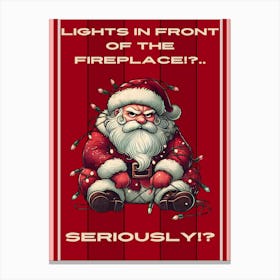 Grumpy Santa Red Sign Canvas Print