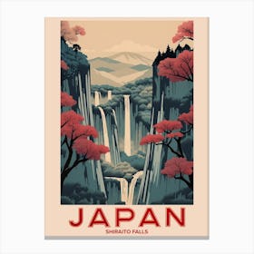 Shiraito Falls, Visit Japan Vintage Travel Art 4 Canvas Print