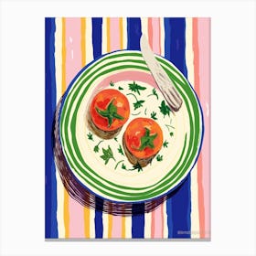 A Plate Of RipeTomatoes, Top View Food Illustration 1 Canvas Print