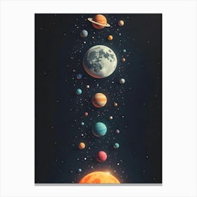 A Colorful Space Scene With A Large Moon Like Planet Canvas Print