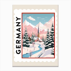 Retro Winter Stamp Poster Bavaria Germany 1 Canvas Print