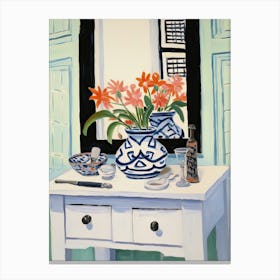 Bathroom Vanity Painting With A Lily Bouquet 4 Canvas Print