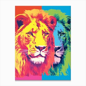 Lion Pop Art Colour Burst 3 Canvas Print