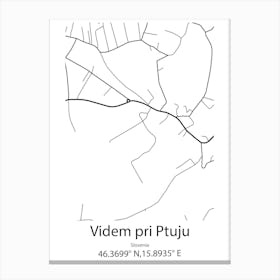 Videm,Slovenia Minimalist Map Canvas Print