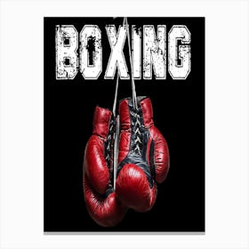 Boxing Gloves On Black Background Canvas Print