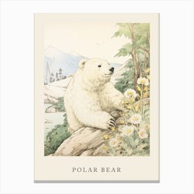 Beatrix Potter Inspired  Animal Watercolour Polar Bear 2 Canvas Print